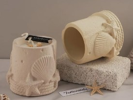 Molde silicona porta vela o maceta con caracoles